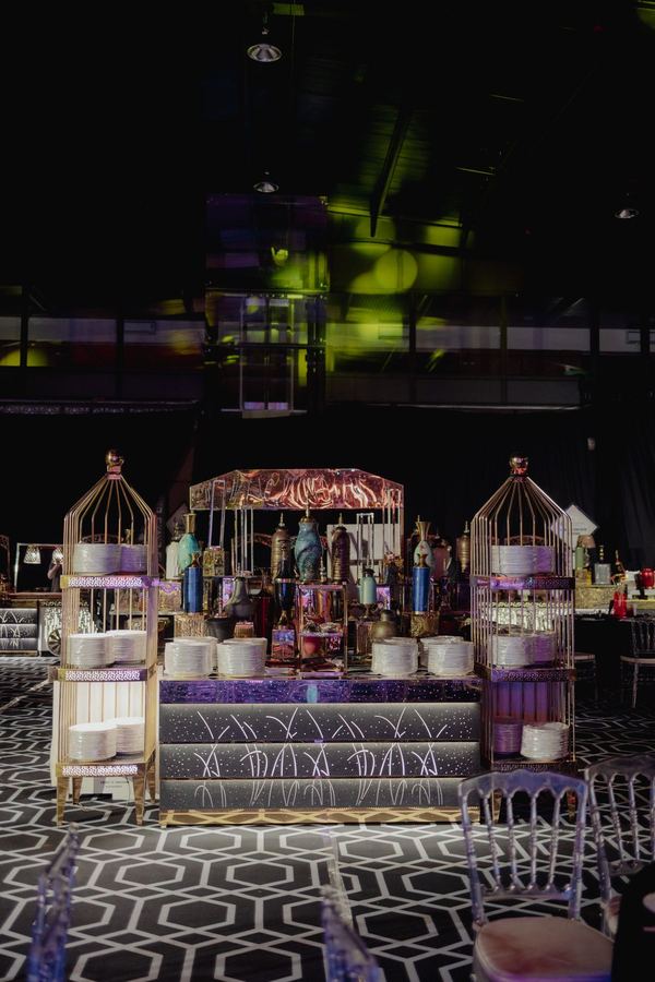Bar styled with gilded birdcage frames
